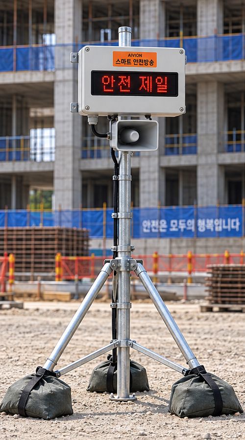 삼각대에 장비를 세운 설치 예시